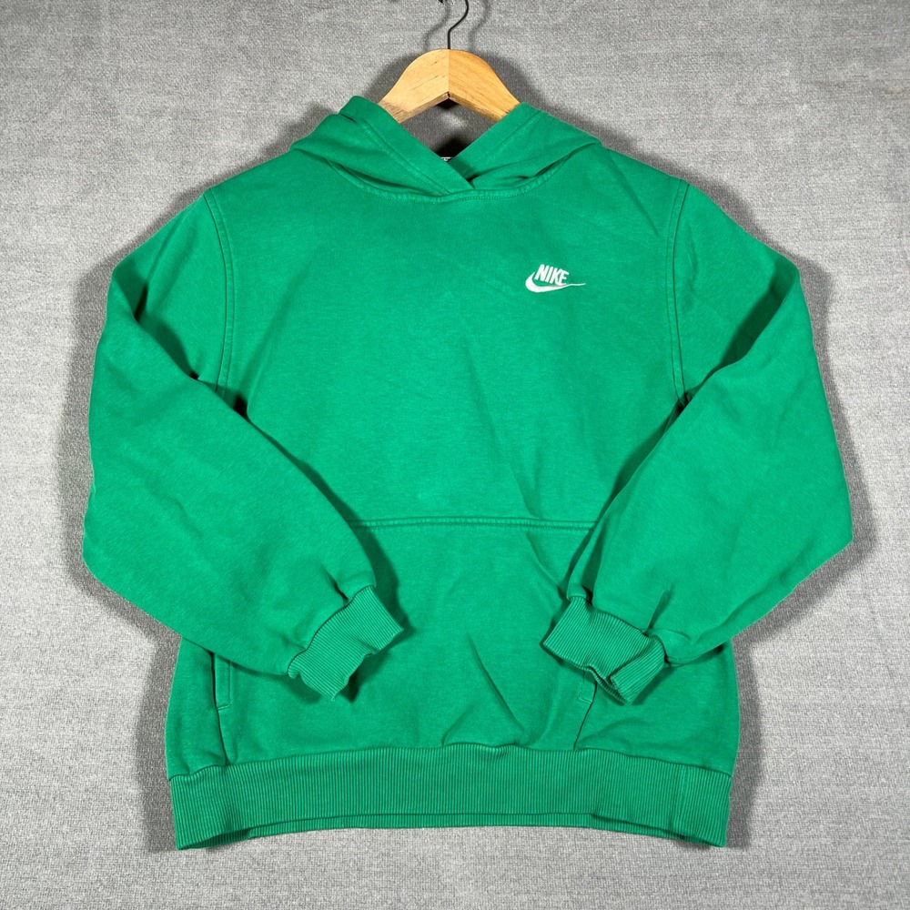 Nike Sportswear Pullover Fleece Hoodie Boys L Green Cotton Blend